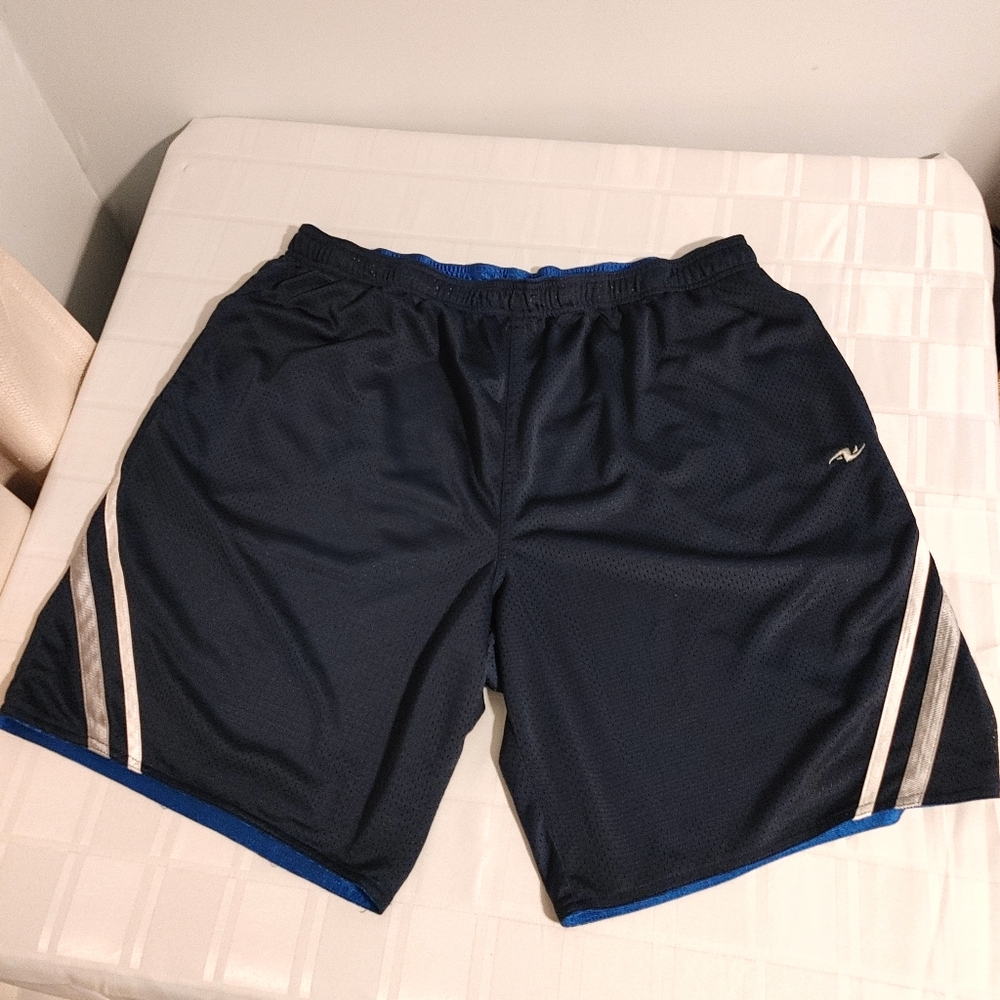 (4/$20) Athletic Works Men's Blue Athletic Shorts Reversible Size XXL